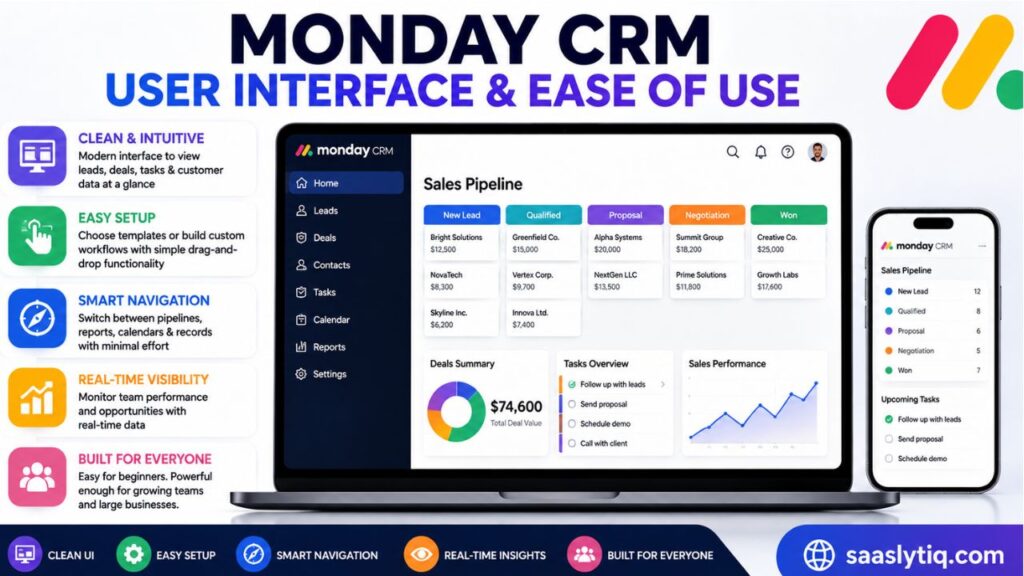 Monday CRM User Interface & Ease of Use